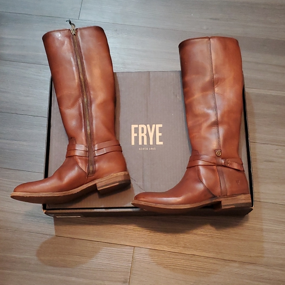 Wide Calf Frye Melissa Belted Leather Boot…